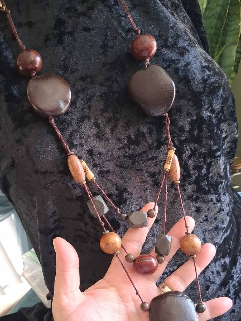 Seed Bead Boho Brown & Black Beaded Multi-Strand Necklace and Earrings Set - Picture 10 of 10